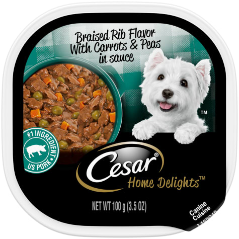 Cesar Home Delights Braised Rib Flavor with Carrots & Peas in Sauce Adult Wet Dog Food