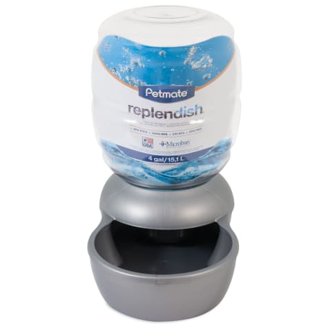 Petmate Grey Replendish Waterer Bowl with Microban for Pets