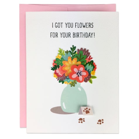 Moose & Pig Flowers Dog Birthday Card