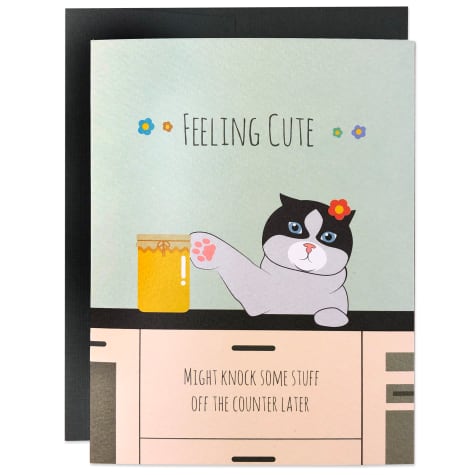 Moose & Pig Feeling Cute Cat Blank Card