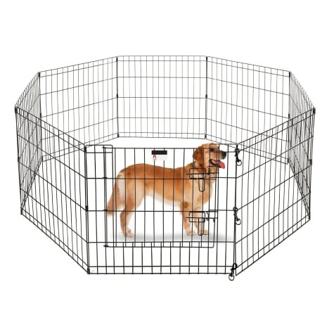 Pet Adobe 8 Panel Folding Metal Pet Playpen with Door