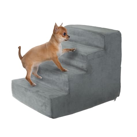 Pet Adobe Gray High Density Foam 4 Step Pet Stairs