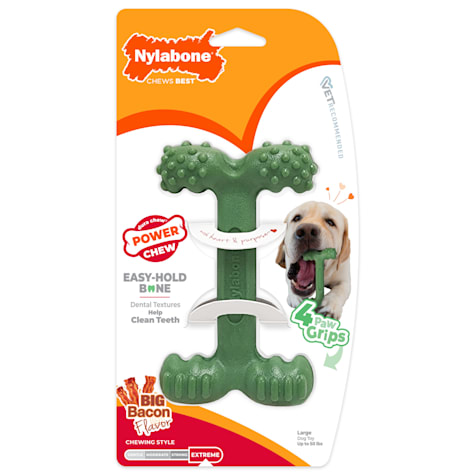 Nylabone Easy-Hold Bacon Flavor Dog Dental Chew Toy
