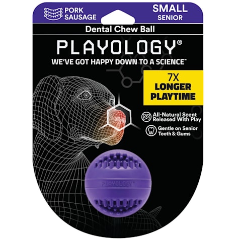 Playology Pork Sausage Scent Dental Chew Ball Dog Toy