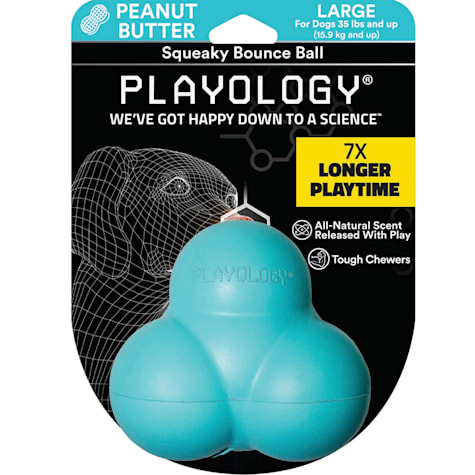 Playology Squeaky Bounce Ball Peanut Butter Dog Toy