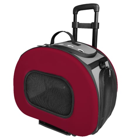 Pet Life Red Tough-Shell Wheeled Collapsible Final Destination Pet Carrier