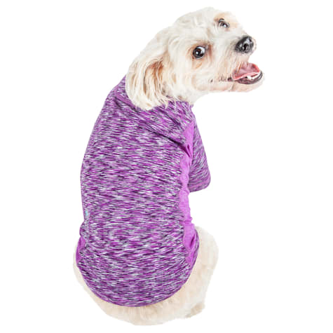 Pet Life Purple Active 'Warf Speed' Heathered Ultra-Stretch Sporty Performance Dog T-Shirt