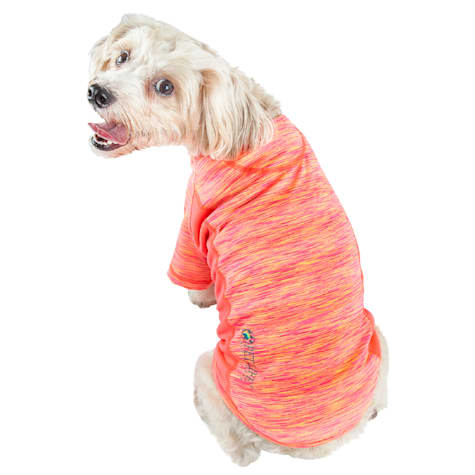 Pet Life Orange Active 'Warf Speed' Heathered Ultra-Stretch Sporty Performance Dog T-Shirt
