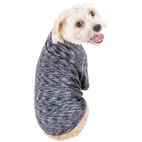 Pet Life Black Active 'Warf Speed' Heathered Ultra-Stretch Sporty Performance Dog T-Shirt