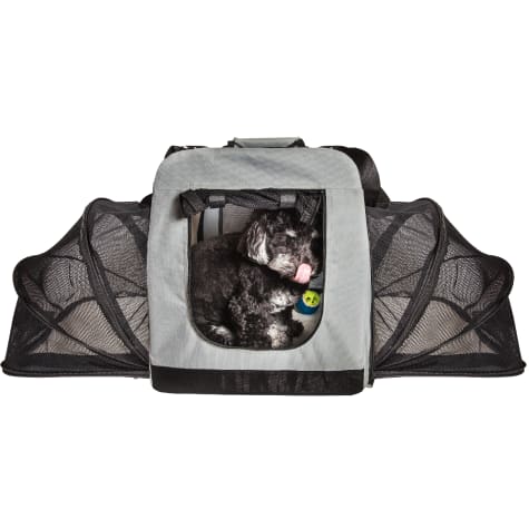 Pet Life Grey 'Hounda Accordion' Metal Framed Soft-Folding Collapsible Expandable Dog Crate