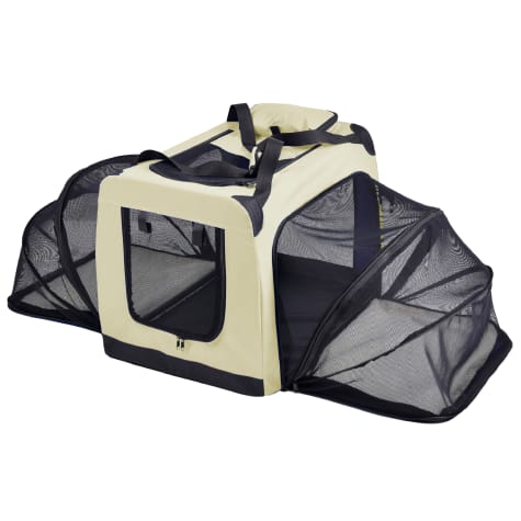 Pet Life Kaki 'Hounda Accordion' Metal Framed Soft-Folding Collapsible Expandable Dog Crate