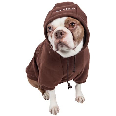 Pet Life Brown Fashion Plush Cotton Pet Hoodie Sweater