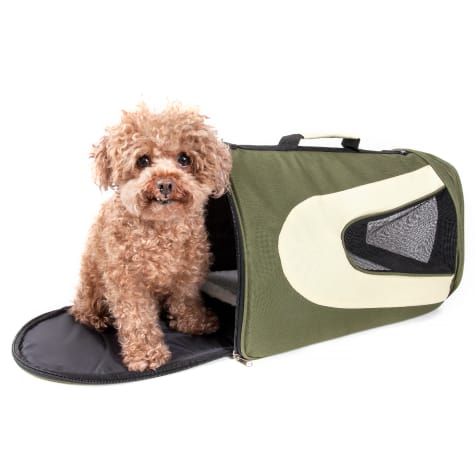 Pet Life Green Airline Approved Folding Zippered Sporty Mesh Pet Carrier