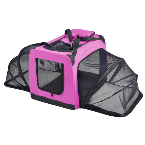 Pet Life Pink 'Hounda Accordion' Metal Framed Soft-Folding Collapsible Expandable Dog Crate
