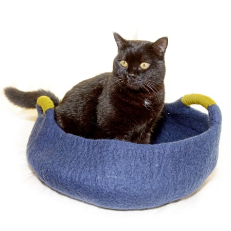 Dharma Dog Karma Cat Navy Wool Handle Pet Basket