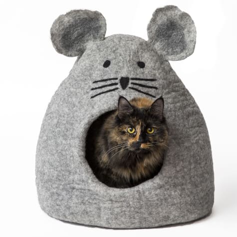 Dharma Dog Karma Cat Mouse Grey Wool Pet Cave