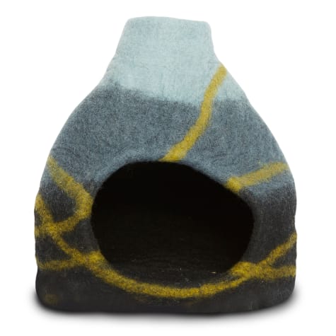 Dharma Dog Karma Cat Striped Vase Black Wool Pet Cave