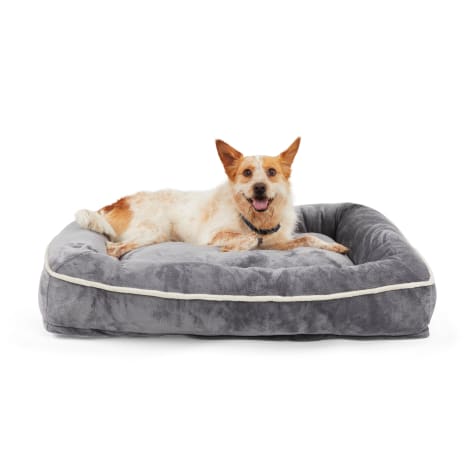 EveryYay Essentials Snooze Fest Grey Rectangle Lounger Dog Bed With Orthopedic Fill