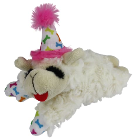 Multipet Pink Happy Birthday Mini Lamb Chop Dog Toy