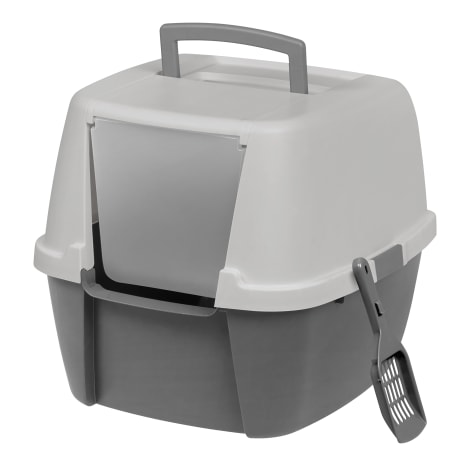 Iris Gray Hooded Cat Litter Box with Scoop