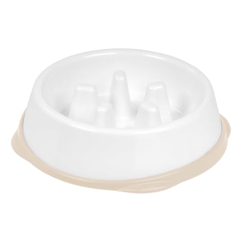 Iris White/Beige Slow Feeding Dog Bowl for Long Snouted Pets