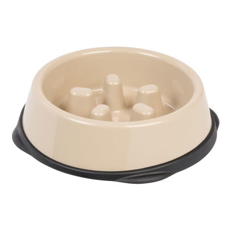 Iris Beige/Black Slow Feeding Dog Bowl for Short Snouted Pets