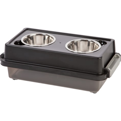 Iris Black Elevated Double Diner with Airtight Food Storage Container for Dogs