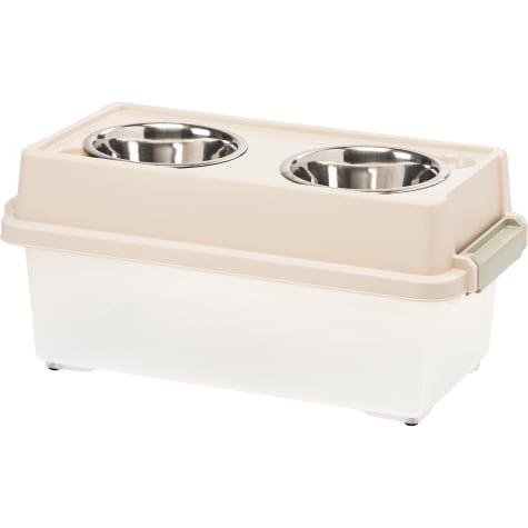 Iris Almond Elevated Double Diner with Airtight Food Storage Container for Dogs