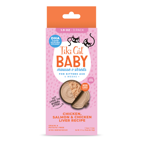 Tiki Cat Baby Shreds Chicken, Salmon & Chicken Liver Recipe Wet Cat Food Multipack