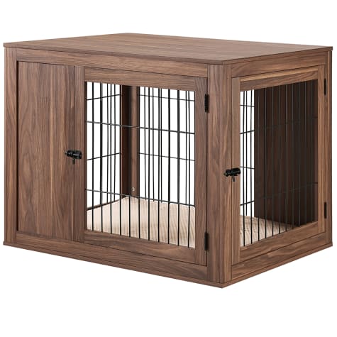 UniPaws Wooden End Table Dog Crate in Walnut