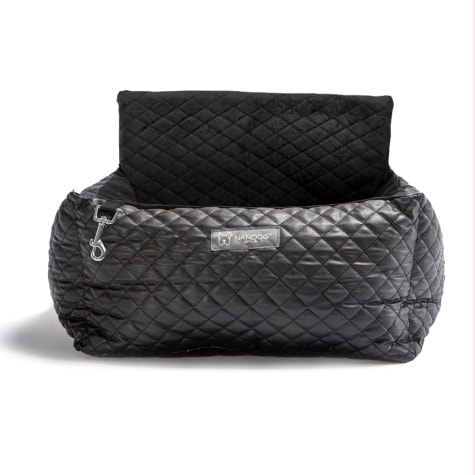 Nandog Pet Gear Quilted Black Vegan Leather Dog Car Seat Bed