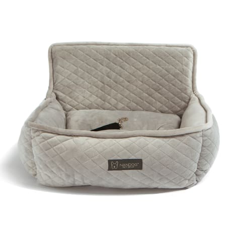 Nandog Pet Gear Quilted Light Gray Micro-Plush Dog Car Seat Bed