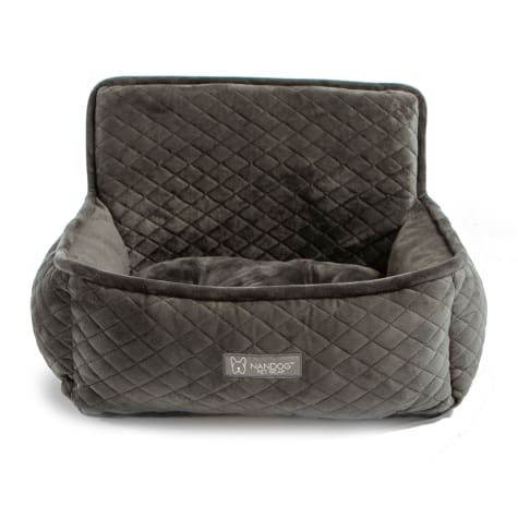 Nandog Pet Gear Quilted Dark Gray Micro-Plush Dog Car Seat Bed