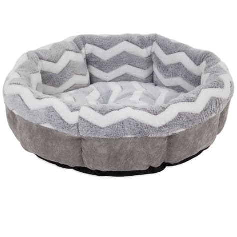 Snoozzy Gray Zig Zag Shearling Round Dog Bed
