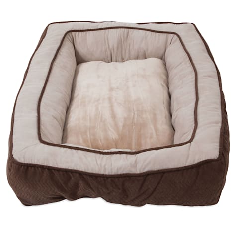 Snoozzy Chocolate Chevron Chenille Bumper Bed for Dogs