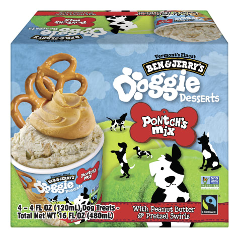 Ben & Jerry's Doggie Desserts Pontch's Mix Peanut Butter & Pretzel Swirl Frozen Dog Treats