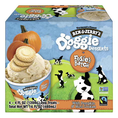 Ben & Jerry's Doggie Desserts Rosie's Batch Pumpkin & Mini Cookies Frozen Dog Treats