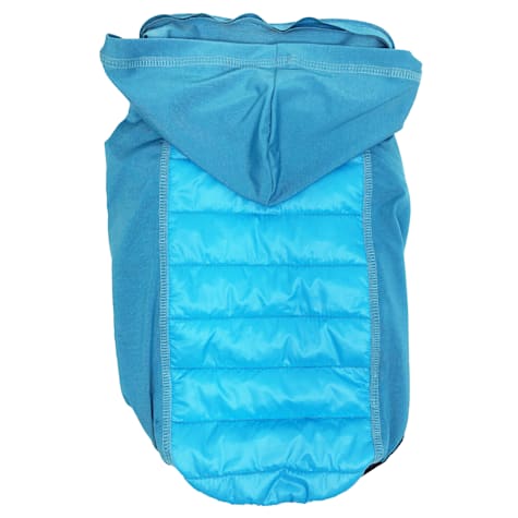 Pet Life Blue 'Apex' Lightweight Hybrid 4-Season Stretch and Quick-Dry Dog Coat with Pop Out Hood