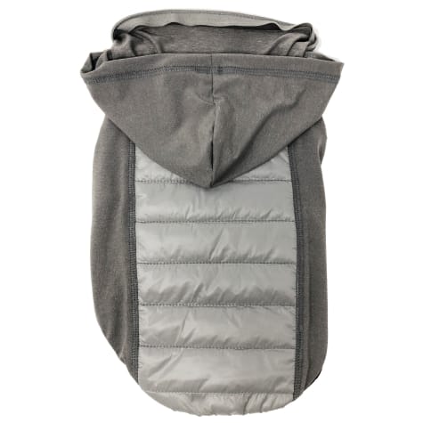 Pet Life Grey 'Apex' Lightweight Hybrid 4-Season Stretch and Quick-Dry Dog Coat with Pop Out Hood