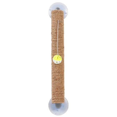 Pet Life Brown 'Stick N' Claw' Sisal Rope and Toy Suction Cup Stick Shaped Cat Scratcher