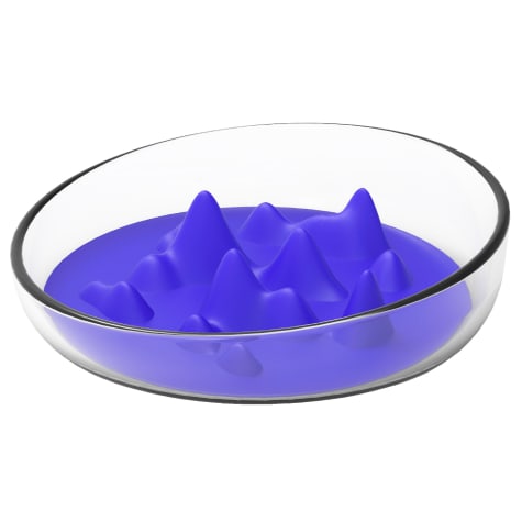 Pet Life Blue 'Cirlicue' Mountain Shaped Modern Slow Feeding Pet Bowl