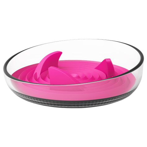 Pet Life Pink 'Cirlicue' Shark Fin Shaped Modern Slow Feeding Pet Bowl