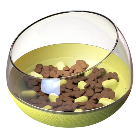 Pet Life Yellow 'Tumbowl' Slow Feeding Pet Bowl