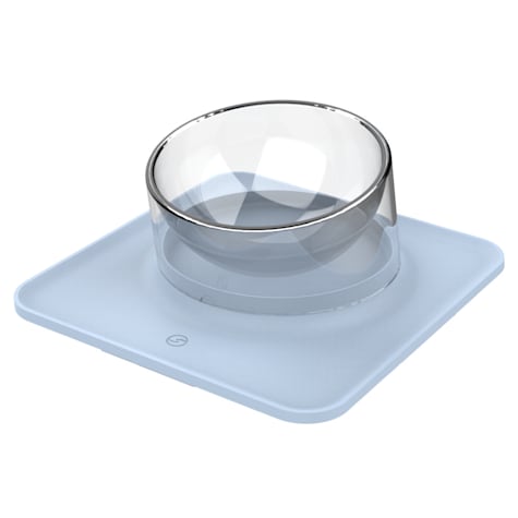 Pet Life Blue 'Surface' Anti-Skid and Anti-Spill Curved and Clear Removable Pet Bowl
