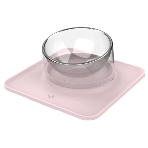 Pet Life Pink 'Surface' Anti-Skid and Anti-Spill Curved and Clear Removable Pet Bowl