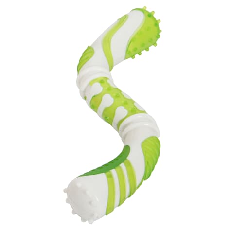 Pet Life Green 'Denta-Twist' TPR Durable Dental Chew Dog Toy