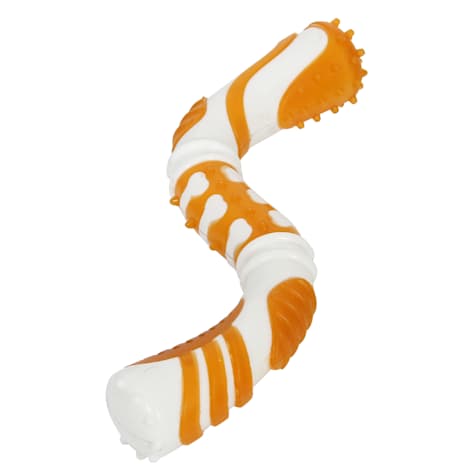 Pet Life Orange 'Denta-Twist' TPR Durable Dental Chew Dog Toy