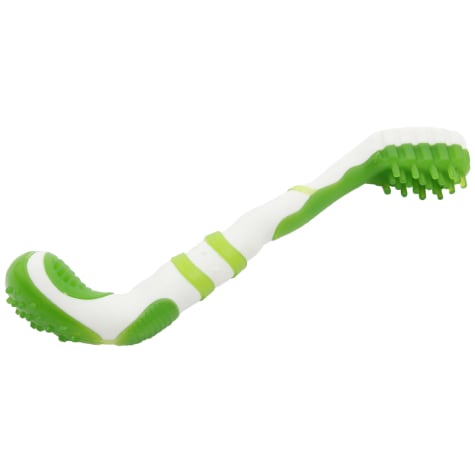 Pet Life Green 'Denta-Brush' TPR Durable Tooth Brush and Dog Toy