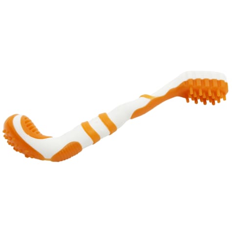 Pet Life Orange 'Denta-Brush' TPR Durable Tooth Brush and Dog Toy