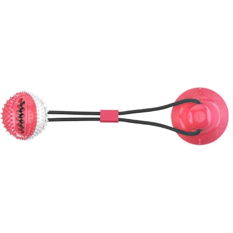 Pet Life Red 'Grip N' Play' Treat Dispensing Ball Shaped Suction Cup Dog Toy